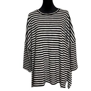 Mersea Breton Black & White Stripe Oversized Drop-Shoulder Knit Top – One Size